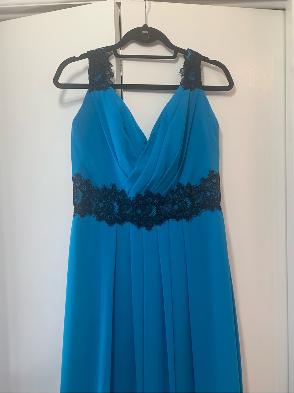 SORELLA VITA Size 14 Turquoise Maxi Dress with Black Lace Waist and Straps - Picture 4 of 8